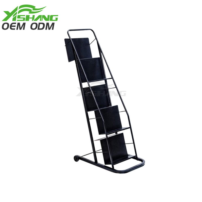 5 Tiers Metal Book Display Stand With Wheels  YS-1900008