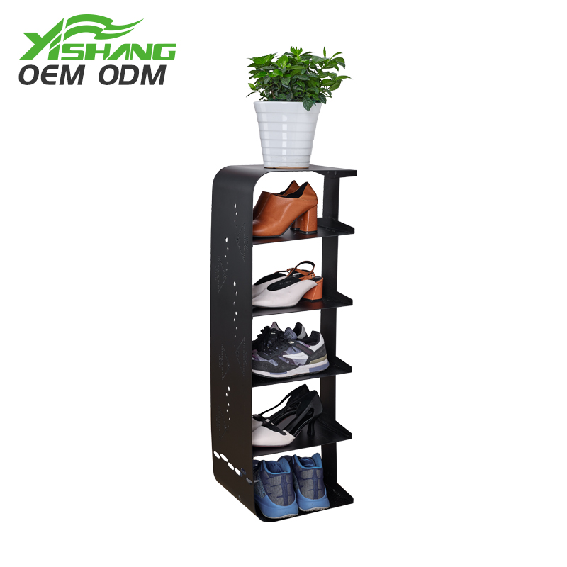 Custom Modern Black Narrow Metal Shoe Rack