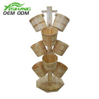 Custom Rotating Wooden Display Stand With Baskets