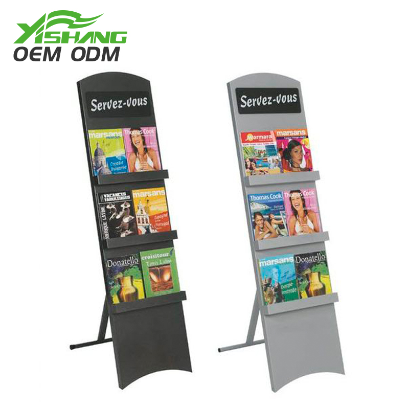 Custom Metal Magazine Display Rack 3 Tiers for Book Store