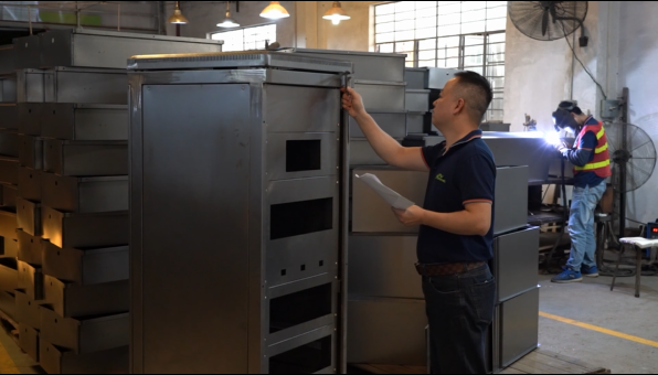 Sheet Metal Fabrication Company - Inspect Size for Custom Metal Cabinet Before Powder Coating